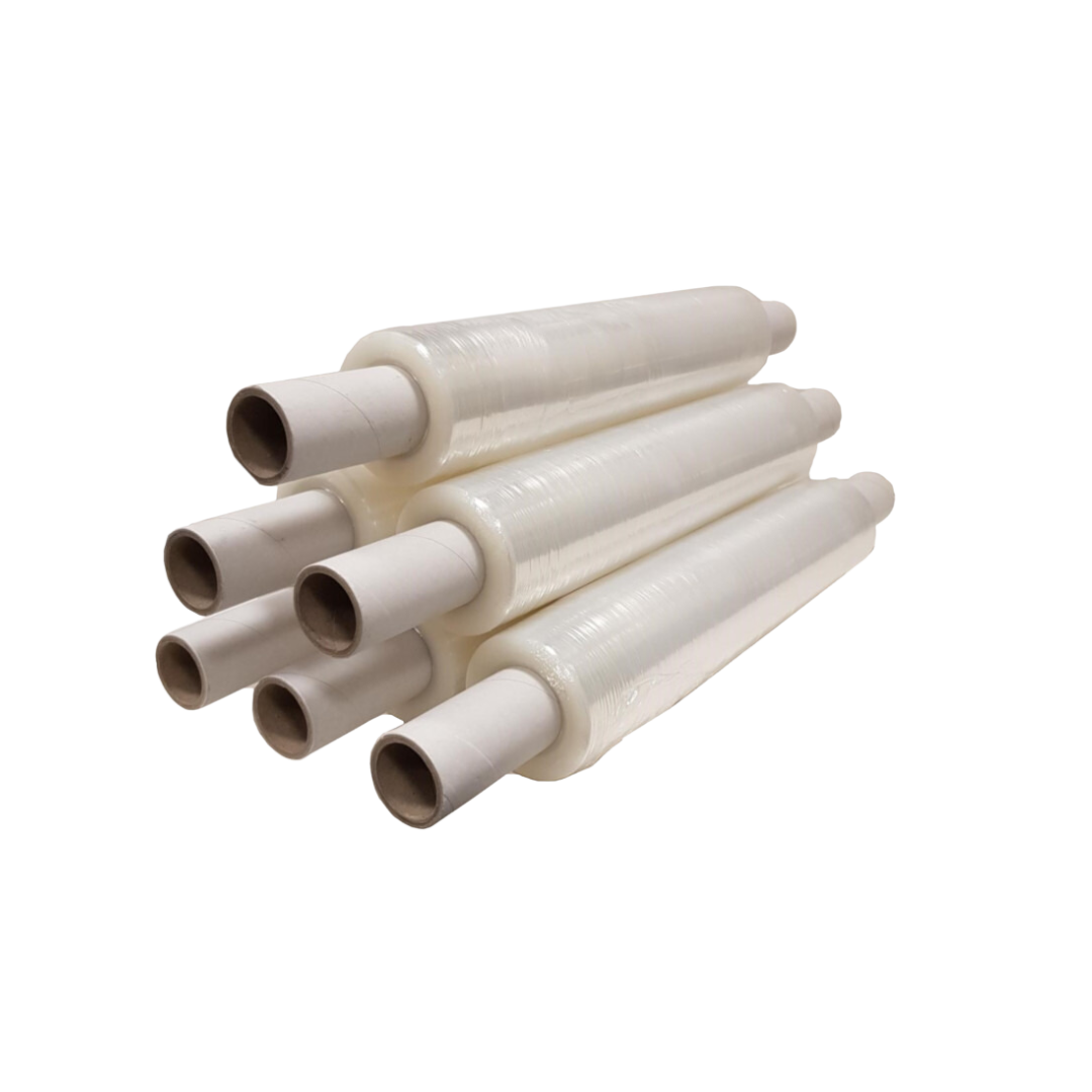 CLEAR PALLET WRAP (EX-CORE) 400MM X 23MU (1.5kg Roll)